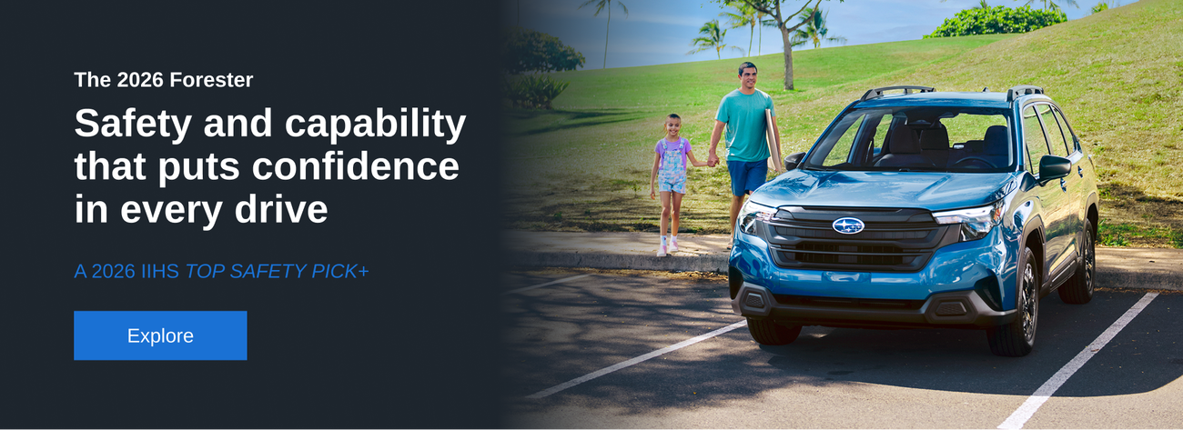 Safety and capability that puts confidence in every drive. A 2026 IIHS TOP SAFETY PICK+. The 2026 Forester.
