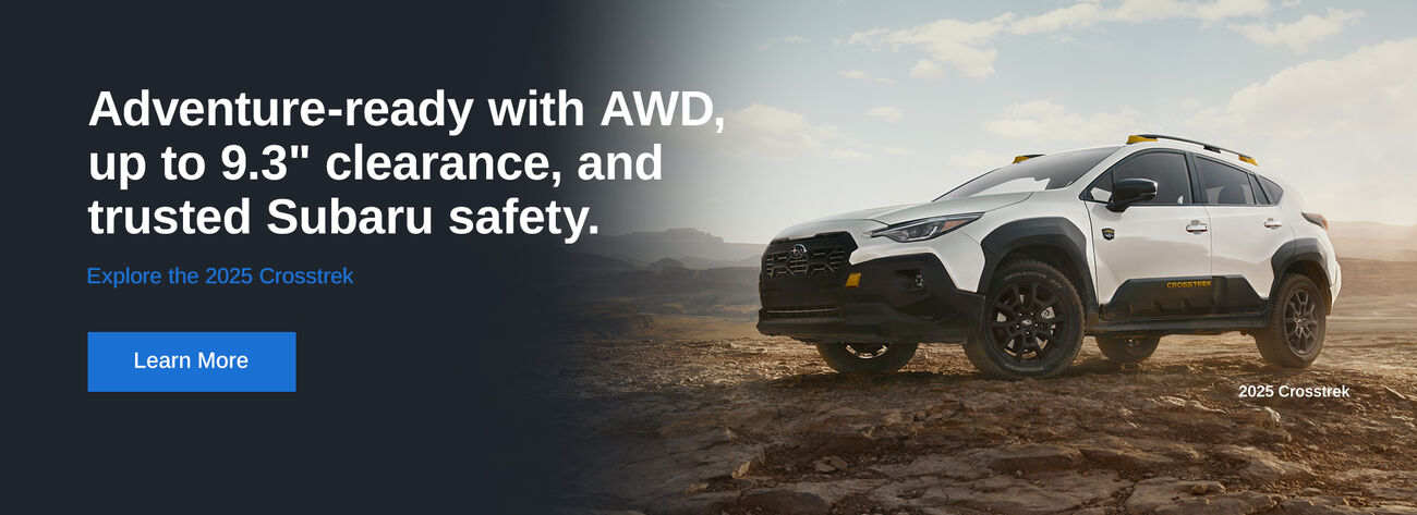 Adventure-ready with AWD, up to 9.3" clearance, and trusted Subaru safety. Explore the 2025 Crosstrek.