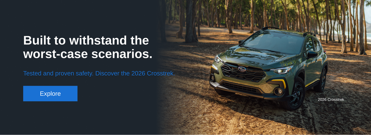 Built to withstand the worst-case scenarios. Tested and proven safety. Discover the 2026 Crosstrek. 