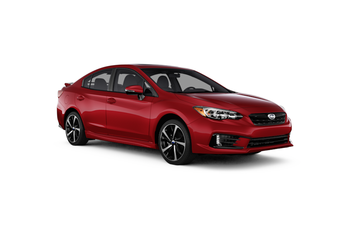 2021 Subaru Impreza in Lithium Red Pearl.
