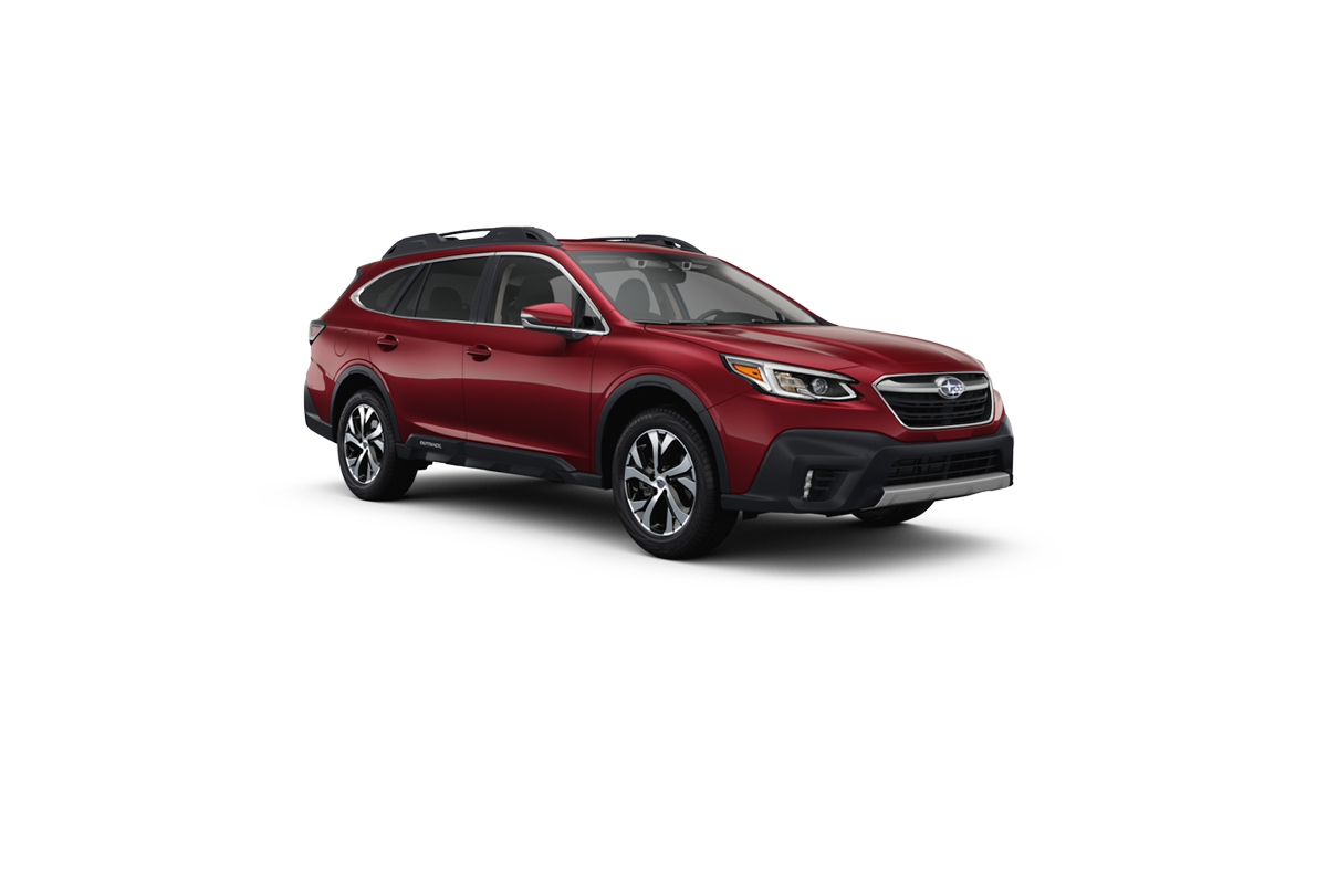 2021 Subaru Outback in Crimson Red Pearl.