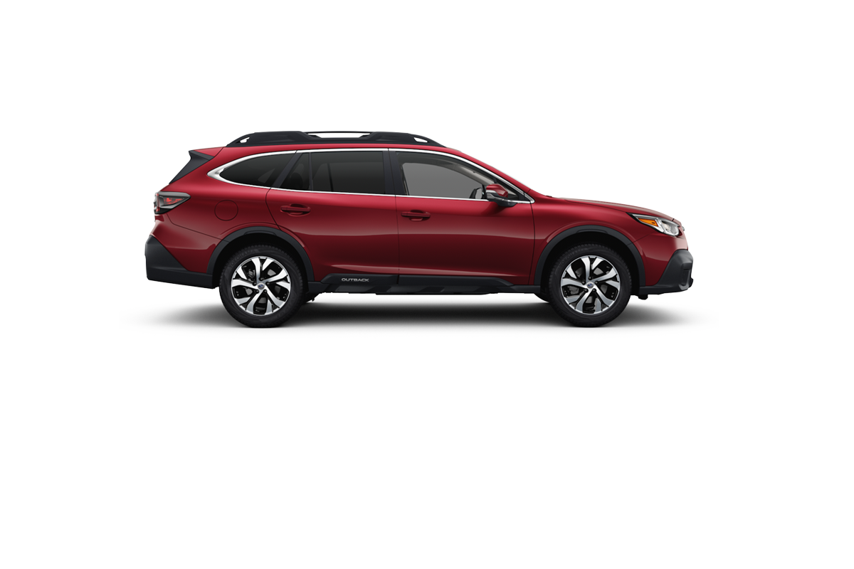 2021 Subaru Outback in Crimson Red Pearl.
