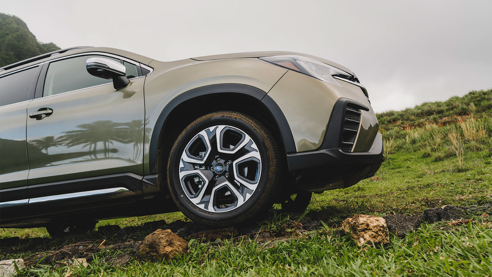 Ascent driving off road over rocks