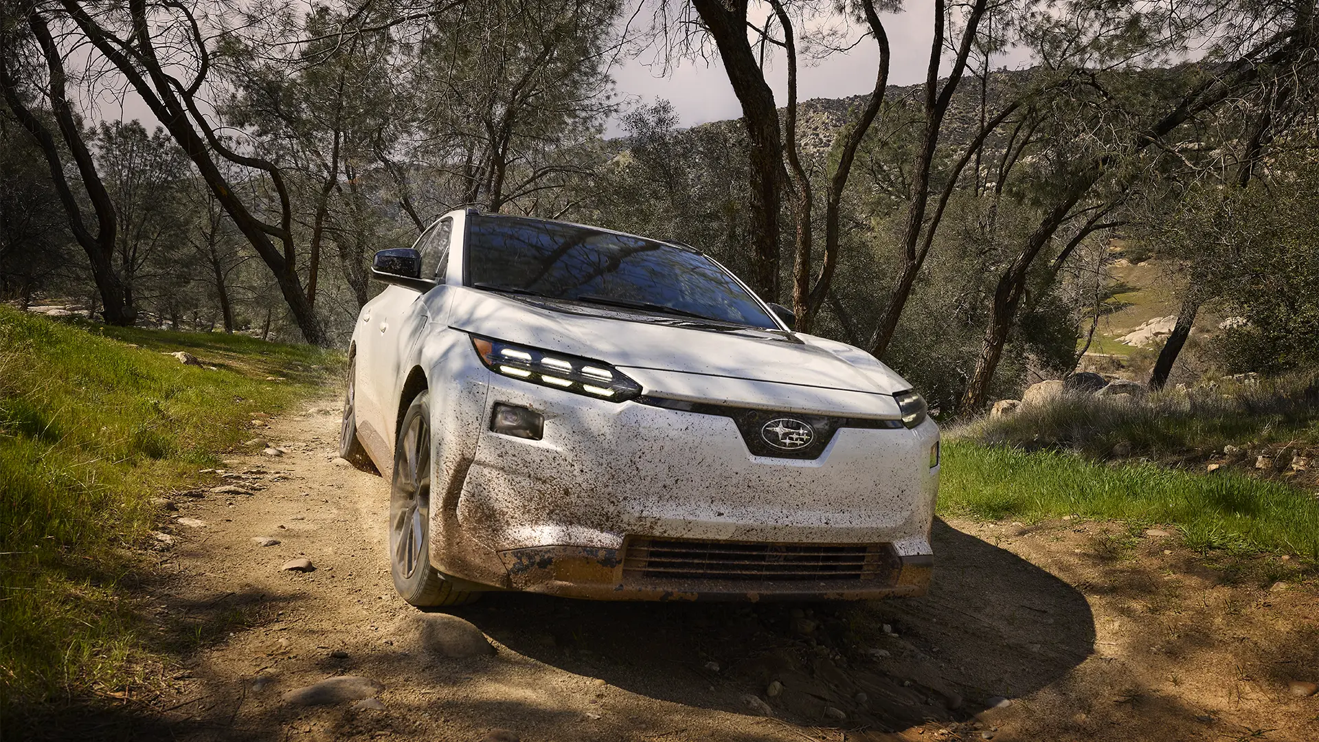 Solterra driving on dirt road