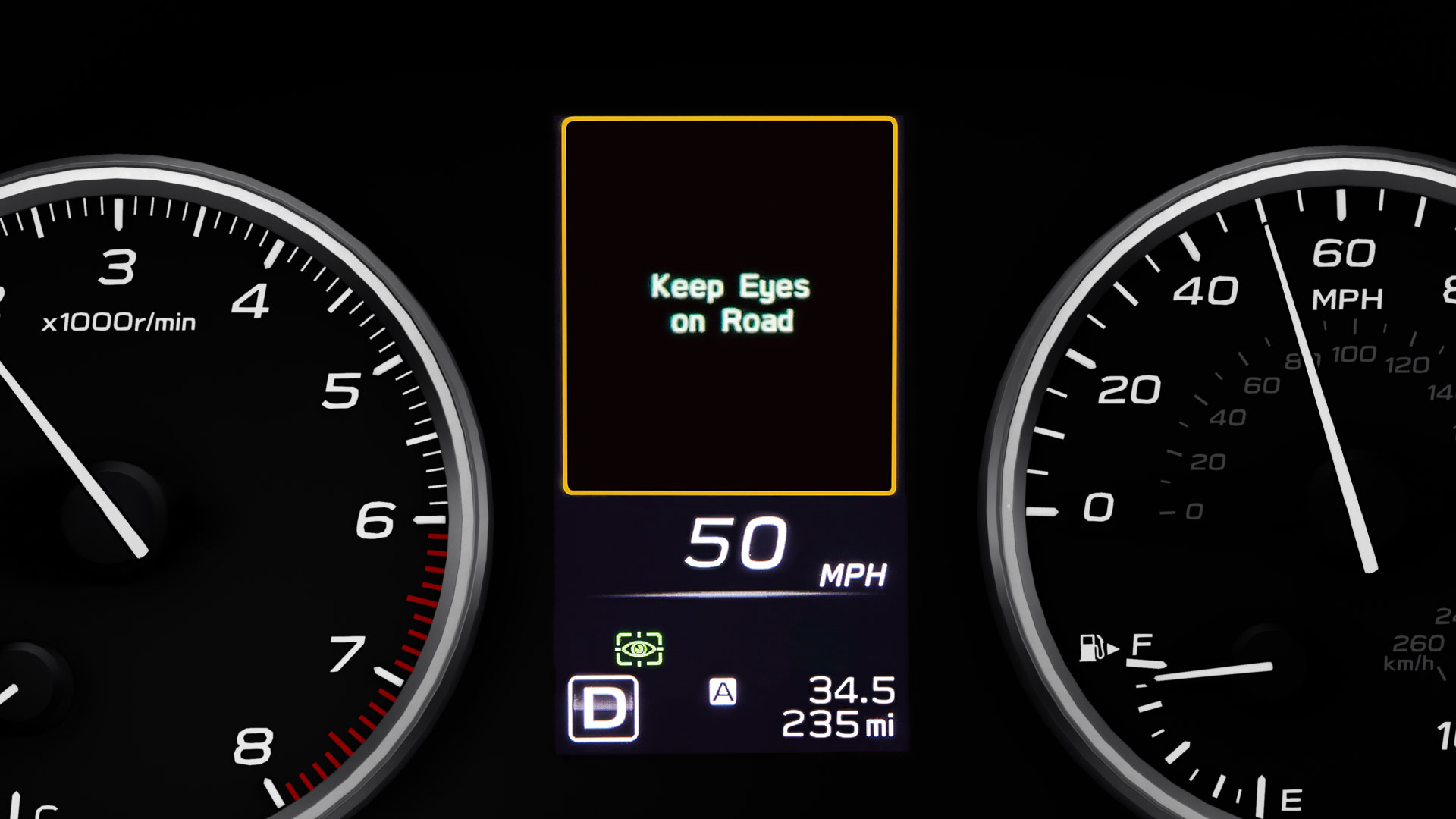 “Keep Eyes on Road” warning