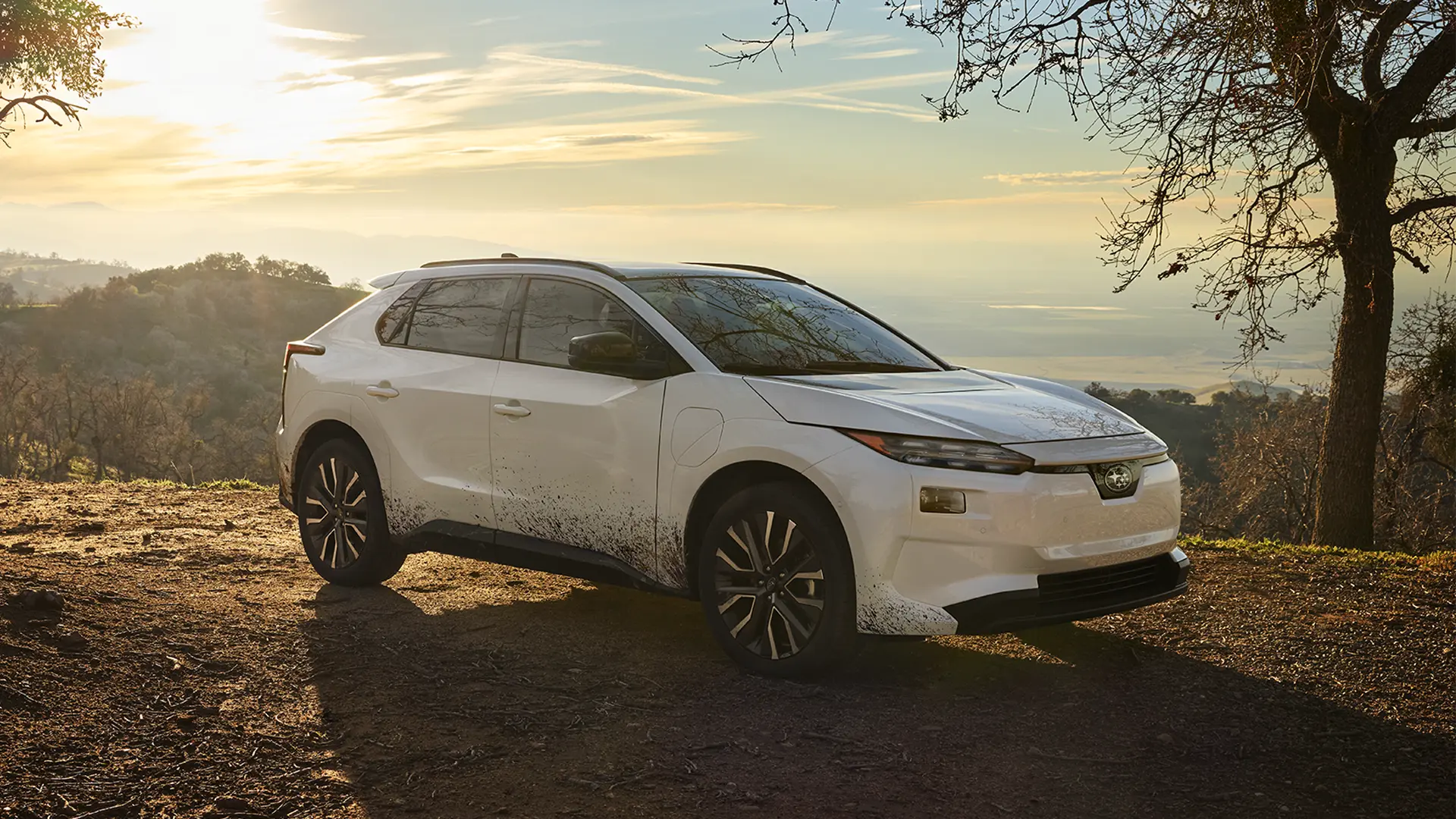 Solterra parked on dirt road