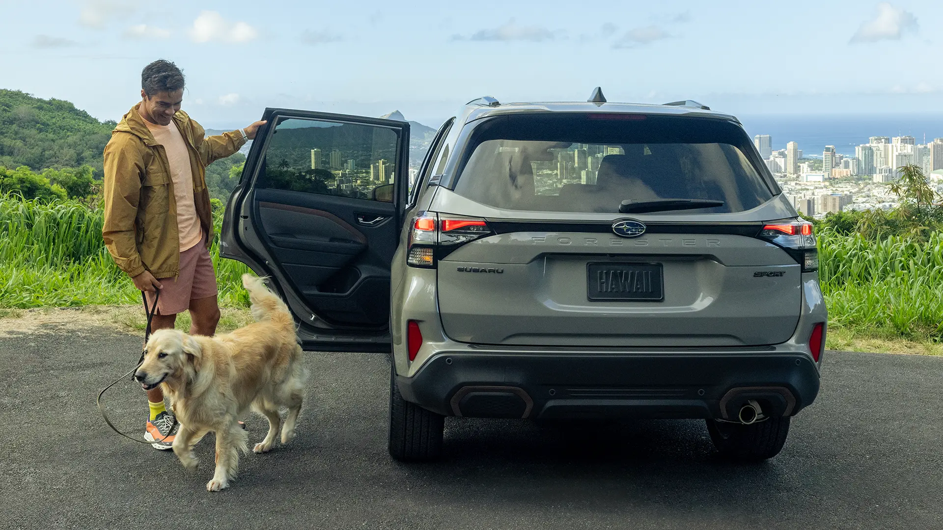 2026 Forester Sport shown in River Rock Pearl