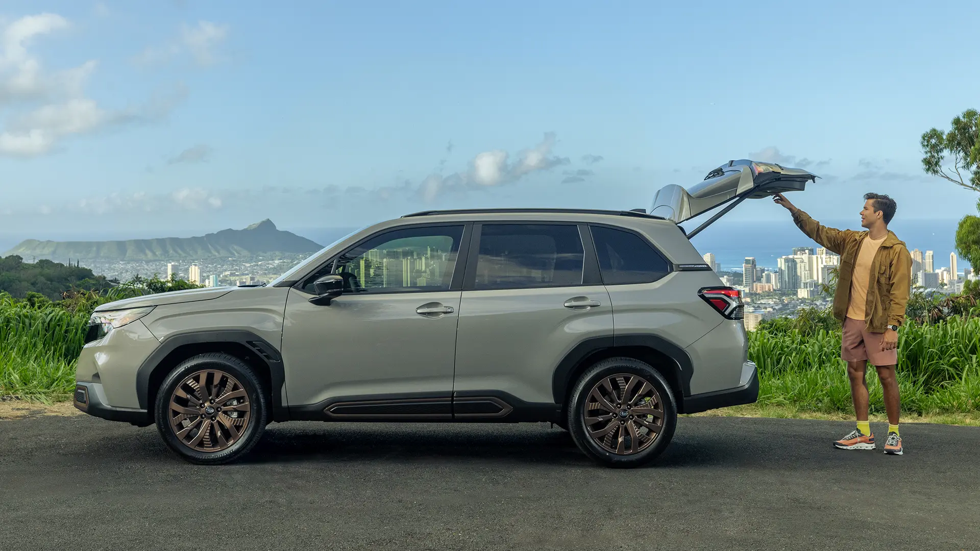 2026 Forester Sport shown in River Rock Pearl
